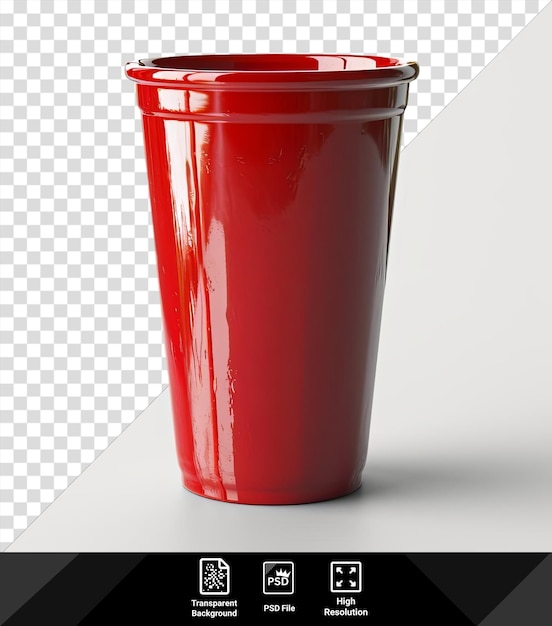 PSD coupe rouge étonnante une coupe rouge avec un bord rouge est posée sur une surface blanche jetant une ombre sombre