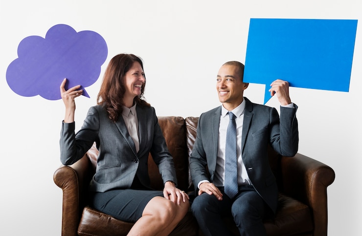 PSD couple d'affaires avec des bulles