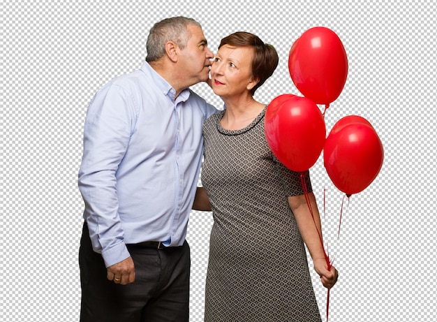 Couple D'âge Moyen Célébrant La Saint Valentin