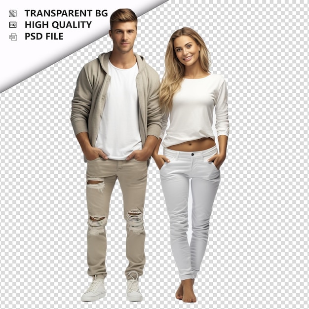 PSD couple blanc grossier style ultra réaliste fond blanc