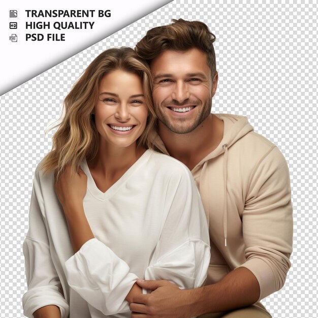 PSD couple blanc moderne style ultra réaliste fond blanc