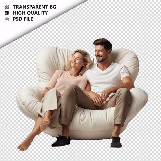 PSD couple blanc relaxant style ultra réaliste fond blanc