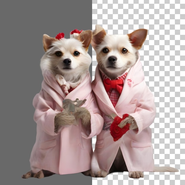 PSD couple de chiens chiens mâles et femelles célèbrent l'amour le jour de la saint-valentin en février illustration