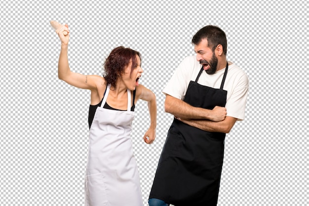 PSD couple de cuisiniers se battant