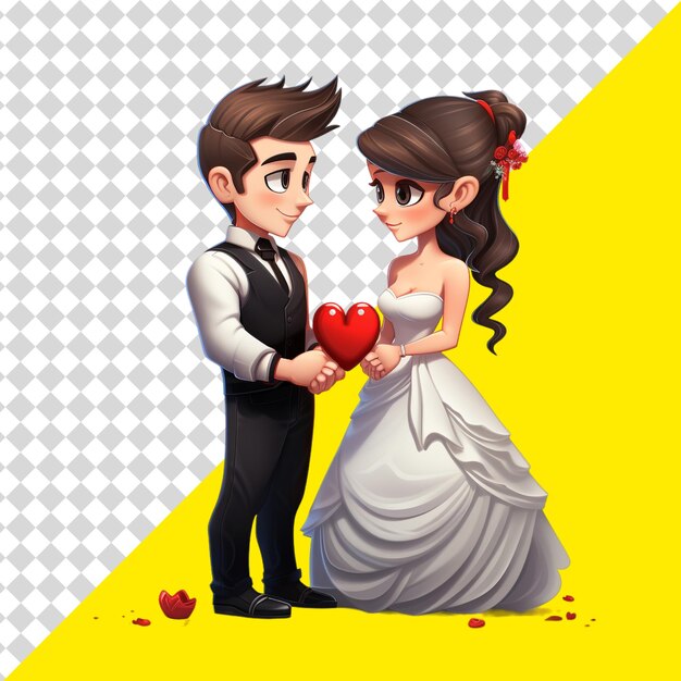 PSD un couple de dessins animés 3d souriant