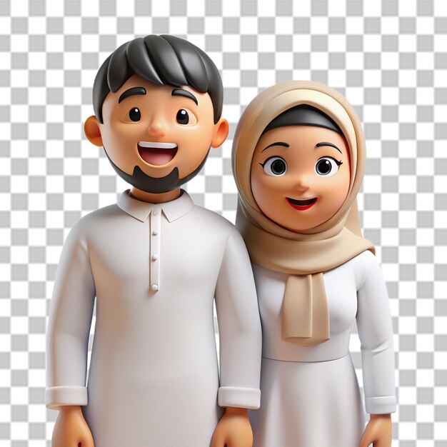 PSD un couple heureux portant des vêtements d'ihram