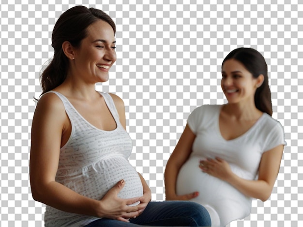 PSD un couple heureux ressent les mouvements du ventre du bébé de la future mère.