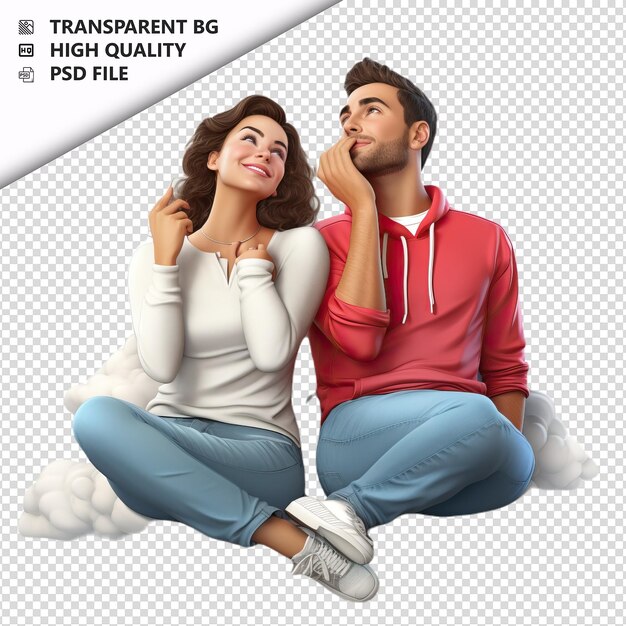 Couple Latin Rêvant En 3d Style Dessin Animé Fond Blanc I