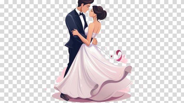 Couple de mariage isolé sur illustration vectorielle fond transparent