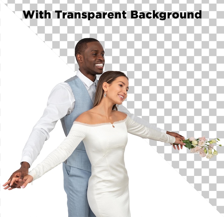 PSD un couple de mariés heureux