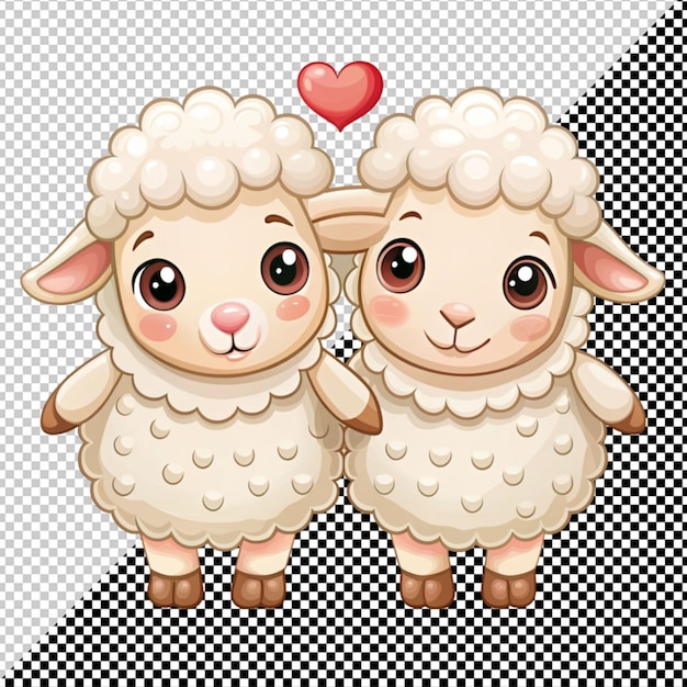 PSD un couple de moutons mignons sur un fond transparent