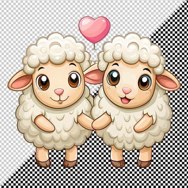 PSD un couple de moutons mignons sur un fond transparent