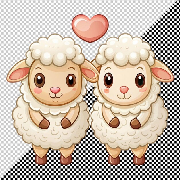 PSD un couple de moutons mignons sur un fond transparent