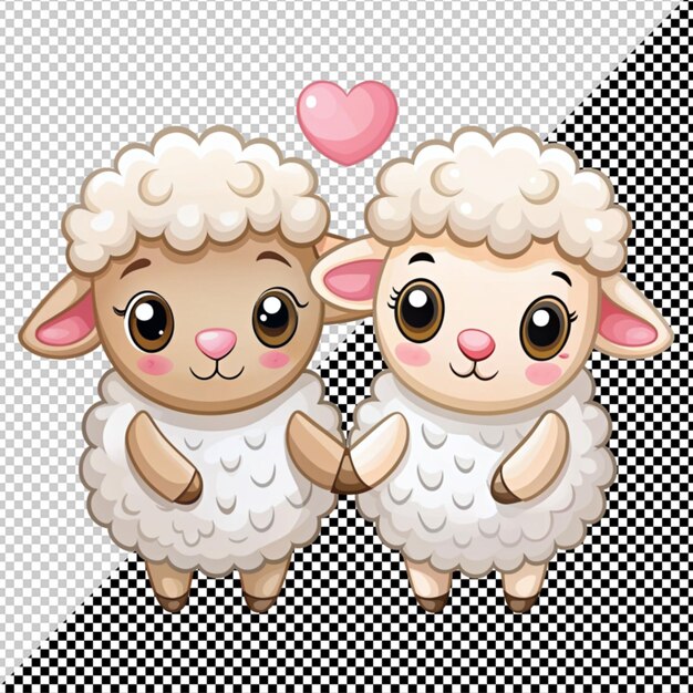 PSD un couple de moutons mignons sur un fond transparent