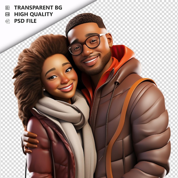 Un Couple Noir Passionnant En 3d Sur Fond Blanc Dans Le Style De Dessin Animé