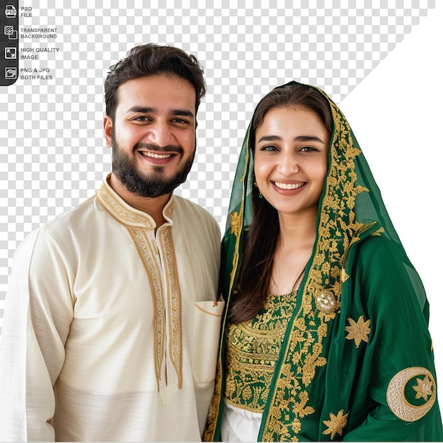 PSD un couple pakistanais célèbre le jour de l'indépendance. le pakistan est isolé.