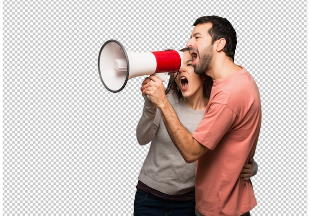 Couple, Saint Valentin, Crier, Mégaphone