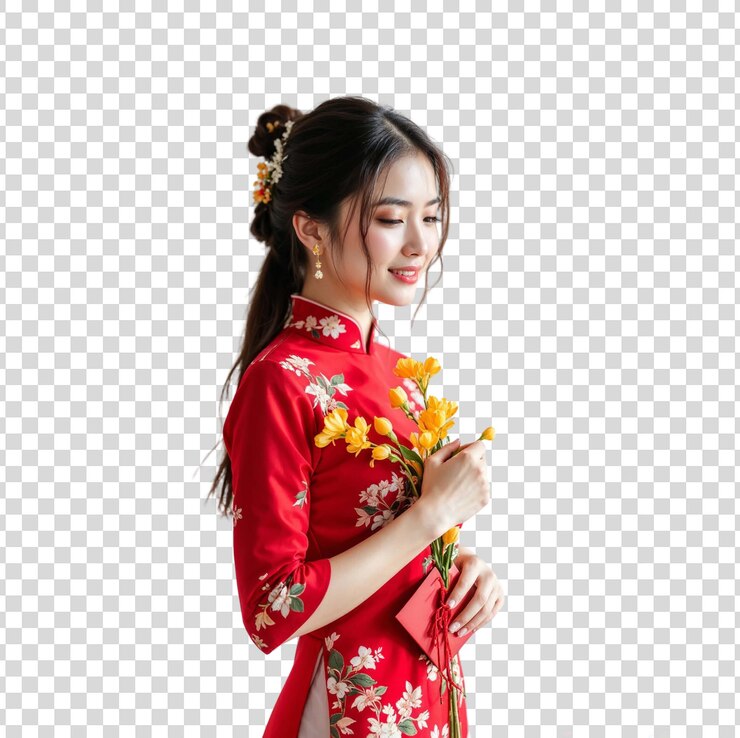 PSD couple wearing ao dai