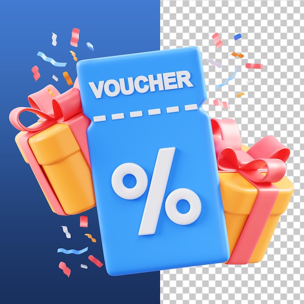 PSD des coupons-cadeaux illustration 3d