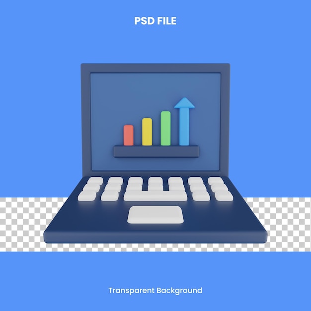 PSD courbe de croissance en ligne rendu 3d icône illustration analytique