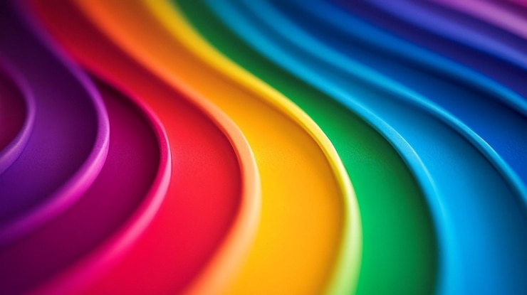PSD des courbes de couleurs vives avec des ondes d'arc-en-ciel abstraites