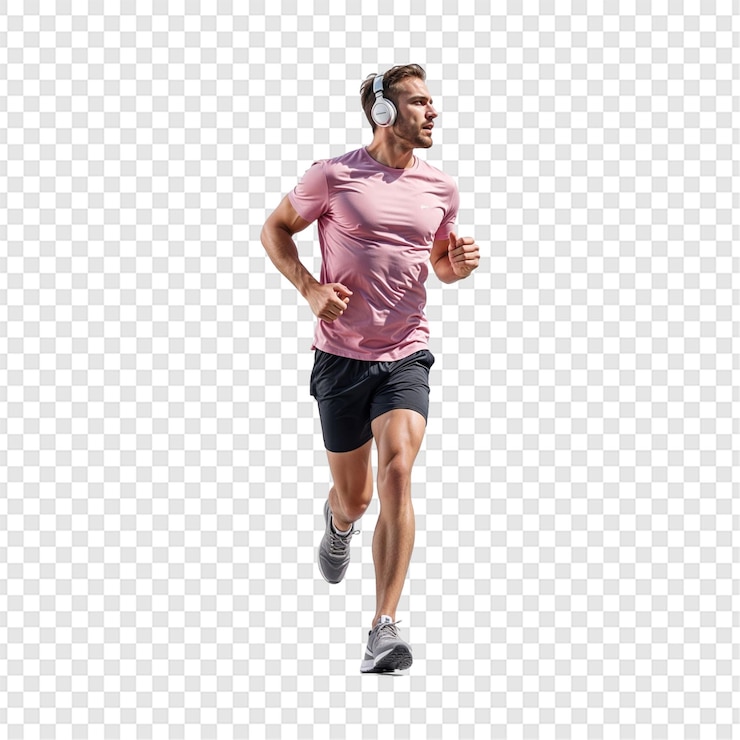 PSD un coureur professionnel caucasien isolé sur un fond transparent