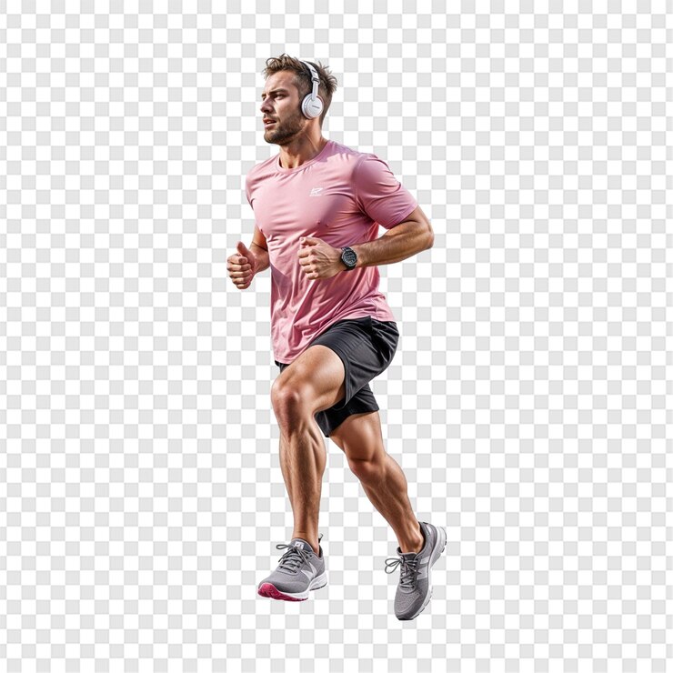 PSD un coureur professionnel caucasien isolé sur un fond transparent