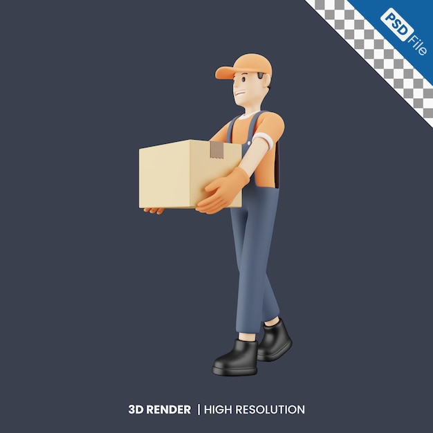 Courier Marchant Transportant Des Colis Illustration 3d