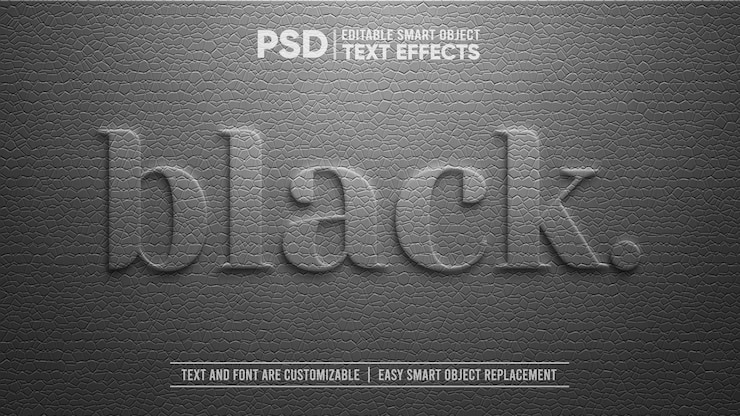 PSD couro vintage elegante com efeito de texto de objeto inteligente em relevo preto editável