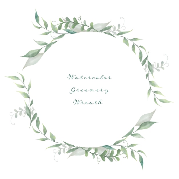Une couronne d'aquarelle verte sur fond blanc