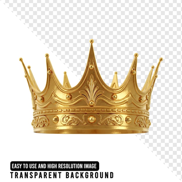 Une couronne dorée sur un fond transparent
