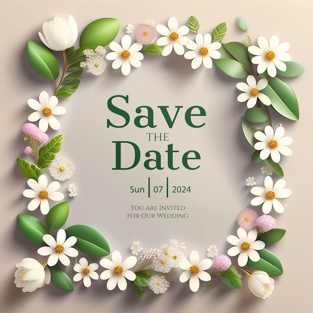 PSD une couronne de fleurs festive invitation au mariage pour sia et dereks jour de bon augure thème de jardin archway sauver