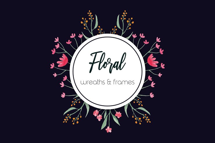 PSD une couronne florale avec des fleurs roses et rouges
