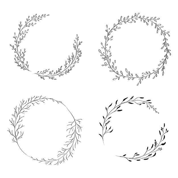 Couronne De Ligne Minimaliste De Plomb Et De Fleurs