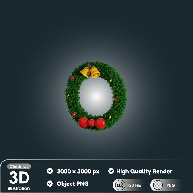 PSD couronne de noël 3d