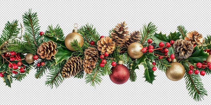 une couronne de Noël avec une balle rouge et une balle rouge