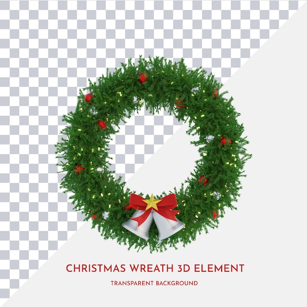 Couronne de Noël rendu de style 3d isolé