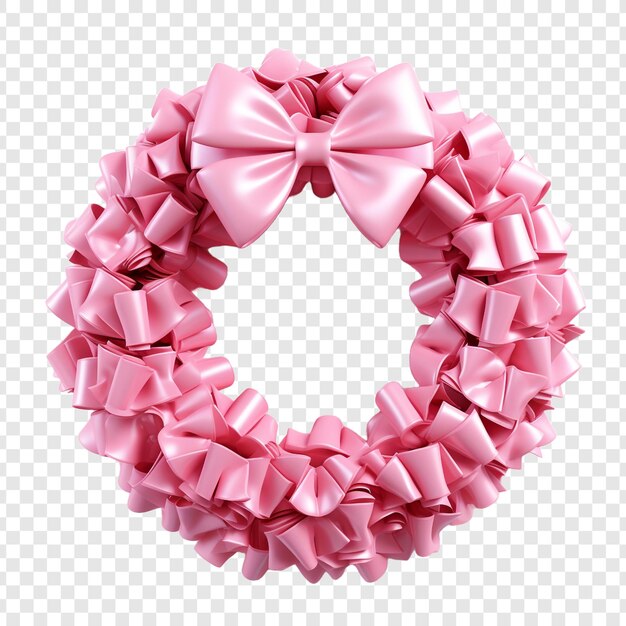 PSD une couronne de noël rose avec un arc rose isolé sur un fond transparent