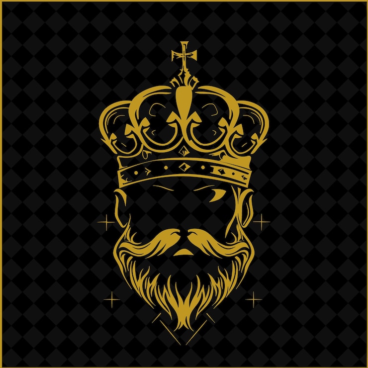 PSD une couronne d'or avec une barbe et une couronne sur le dessus