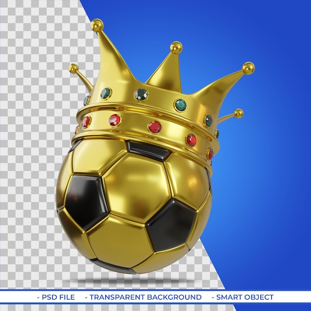 Couronne d'or sur le concept de ballon de football de gagner dans le sport de football