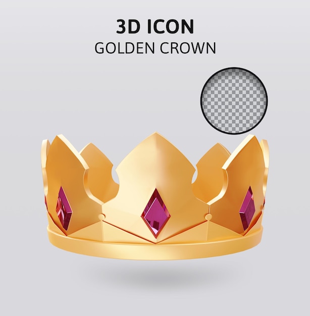 couronne d'or avec illustration de rendu 3d de bijoux