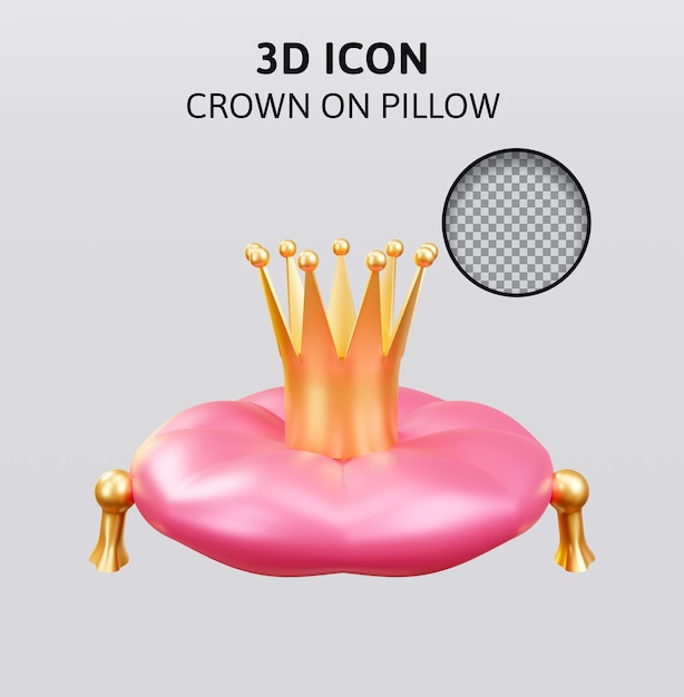 Couronne Sur Oreiller Rose Rendu 3d Illustration