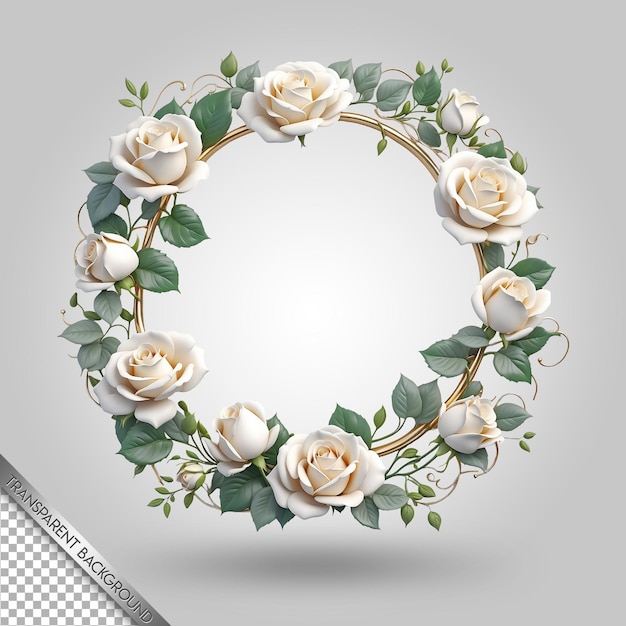 PSD une couronne de roses blanches avec des roses dessus