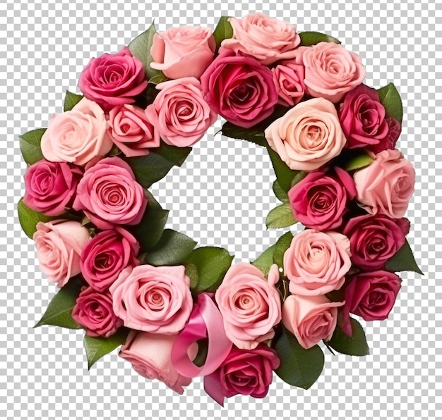 PSD couronne de roses isolée sur fond transparent