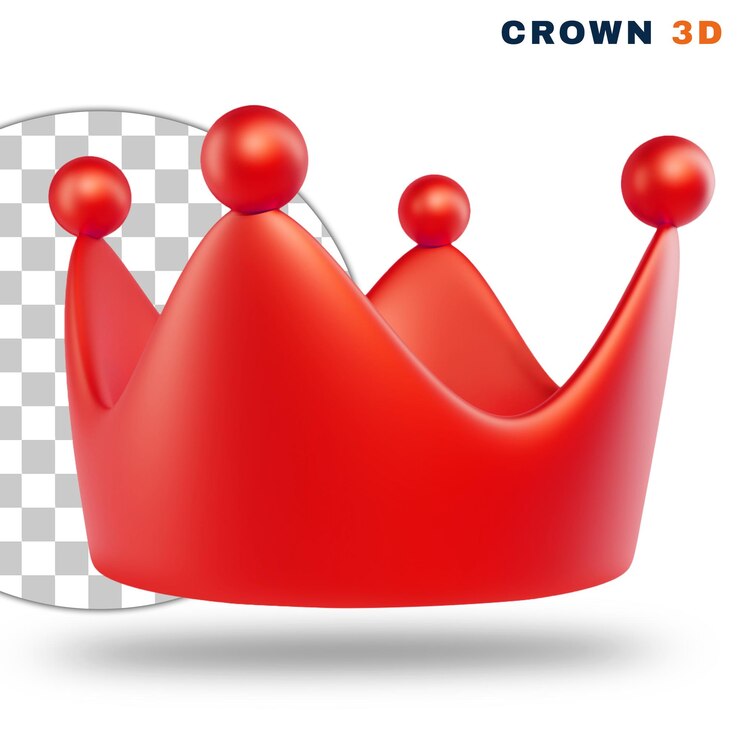 PSD couronne rouge réaliste 3d sur fond transparent