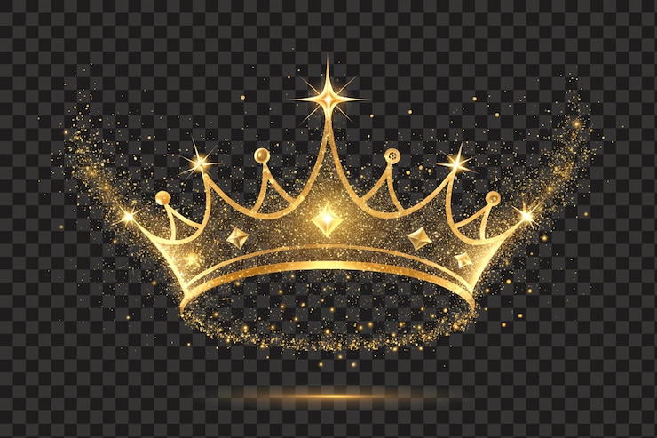 PSD couronne scintillante dorée avec poussière brillante magique isolée arrière-plan transparent png