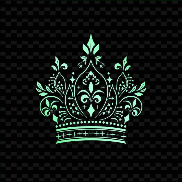 PSD une couronne verte avec un motif de couronne sur un fond noir
