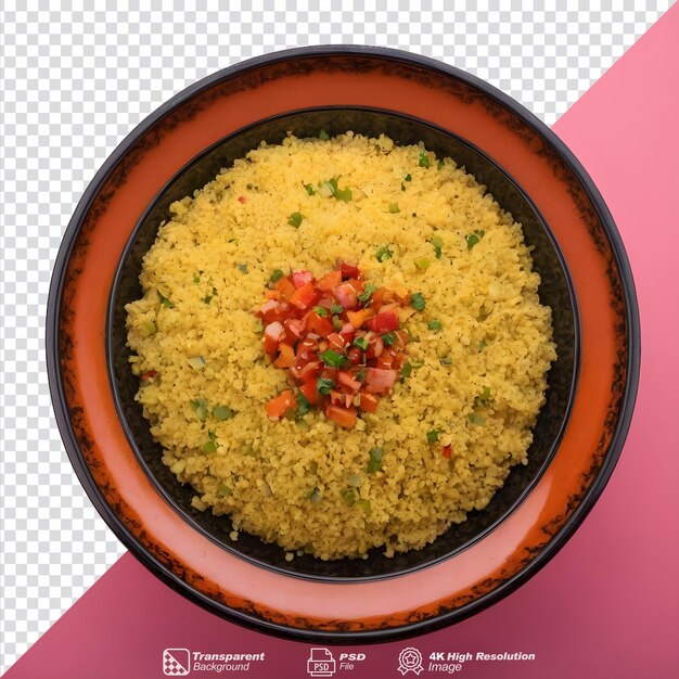 Couscous Servi Dans Un Bol Noir Isolé