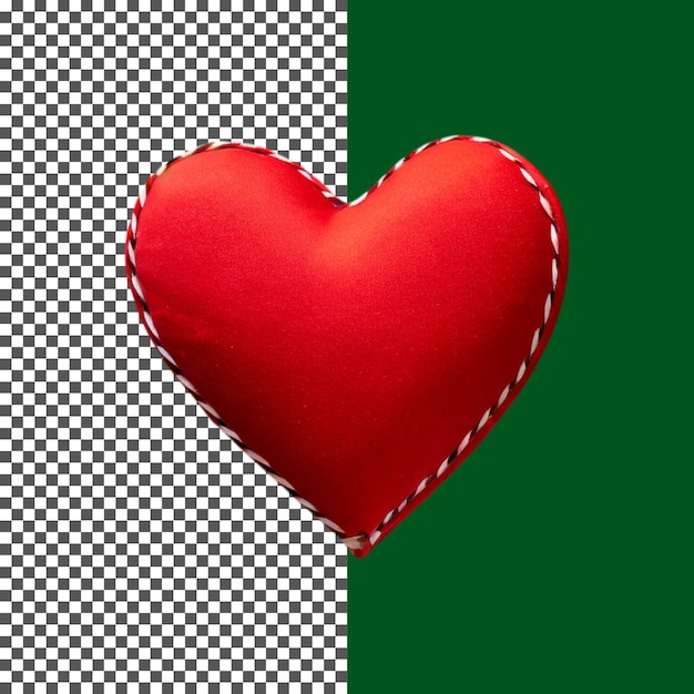 Coussin de cœur rouge avec un design de couture unique sur fond transparent png psd