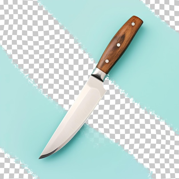 PSD couteau de cuisine ancien à manche en bois fond transparent isolé
